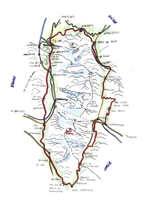Carte du Tour du Mont-Blanc