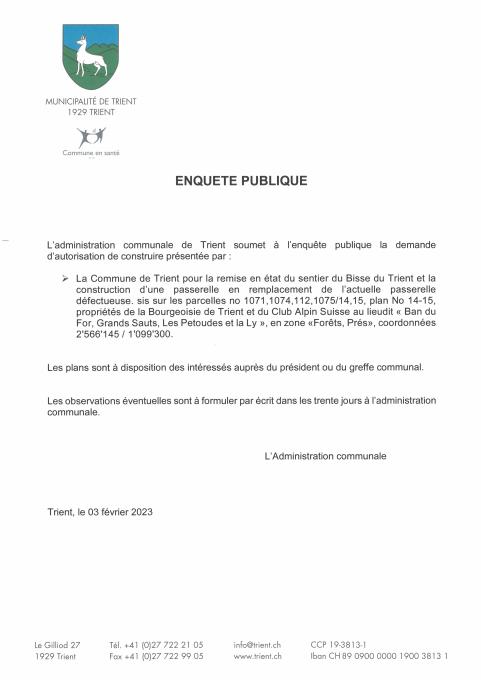 Enquête publique du 03 février 2023