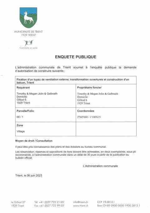 Enquête publique du 05 juin 2023