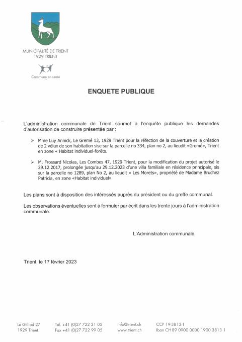 Enquête publique du 17.02.2023