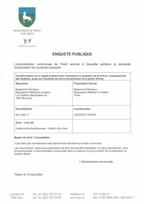 Enquête publique du 15.05.2023