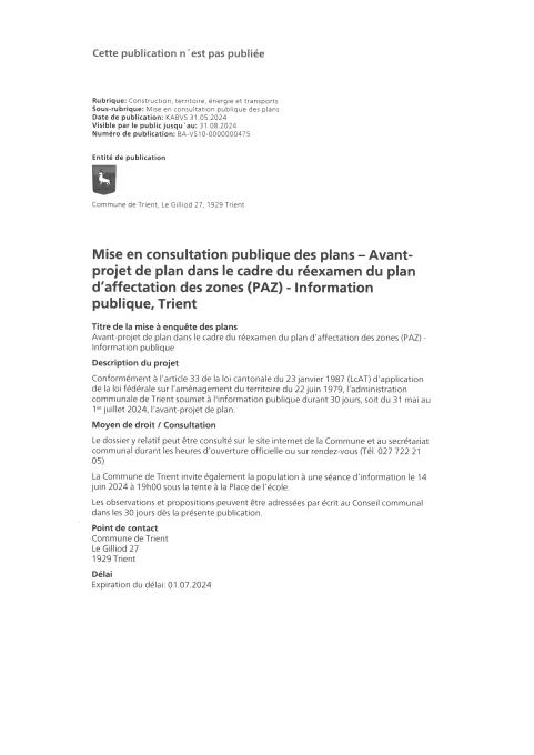 Consultation publique avant-projet PAZ